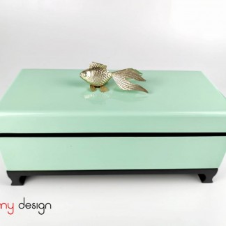 Light green rectangular box attached with fish included with stand 30x13xH9.5cm